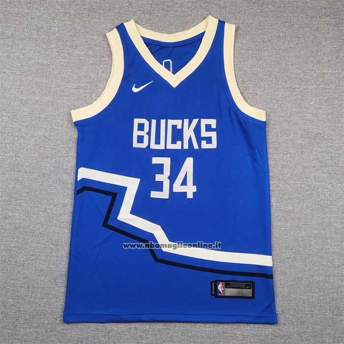 Maglia Bambino Milwaukee Bucks Giannis Antetokounmpo No 34 Citta 2024-25 Blu